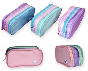 ESTUCHE TRIPLE PASTEL PORTATODO 23X11X8 POESSA 3 CREMALLERAS