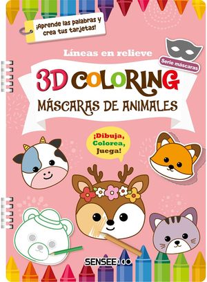 MSCARAS DE ANIMALES. LINEAS EN RELIEVE 3D PINTAR CIEGOS