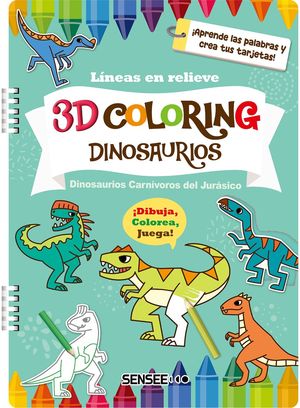 DINOSAURIOS. LINEAS EN RELIEVE 3D PINTAR CIEGOS