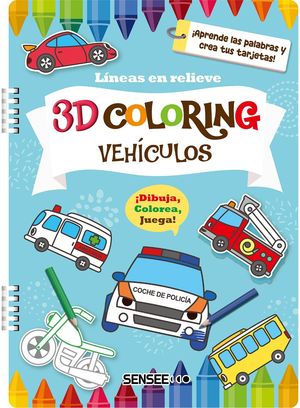 VEHICULOS. LINEAS EN RELIEVE 3D PINTAR CIEGOS