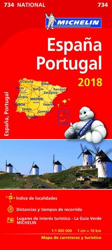 734 MAPA ESPAA Y PORTUGAL 2018 MICHELIN CARRETERAS